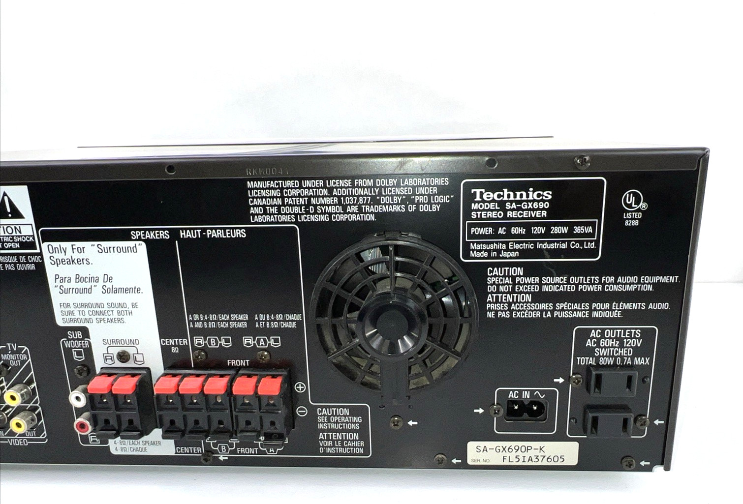 Technics SA-GX690 Stereo Receiver Tested Working Home Theater Japan See Video