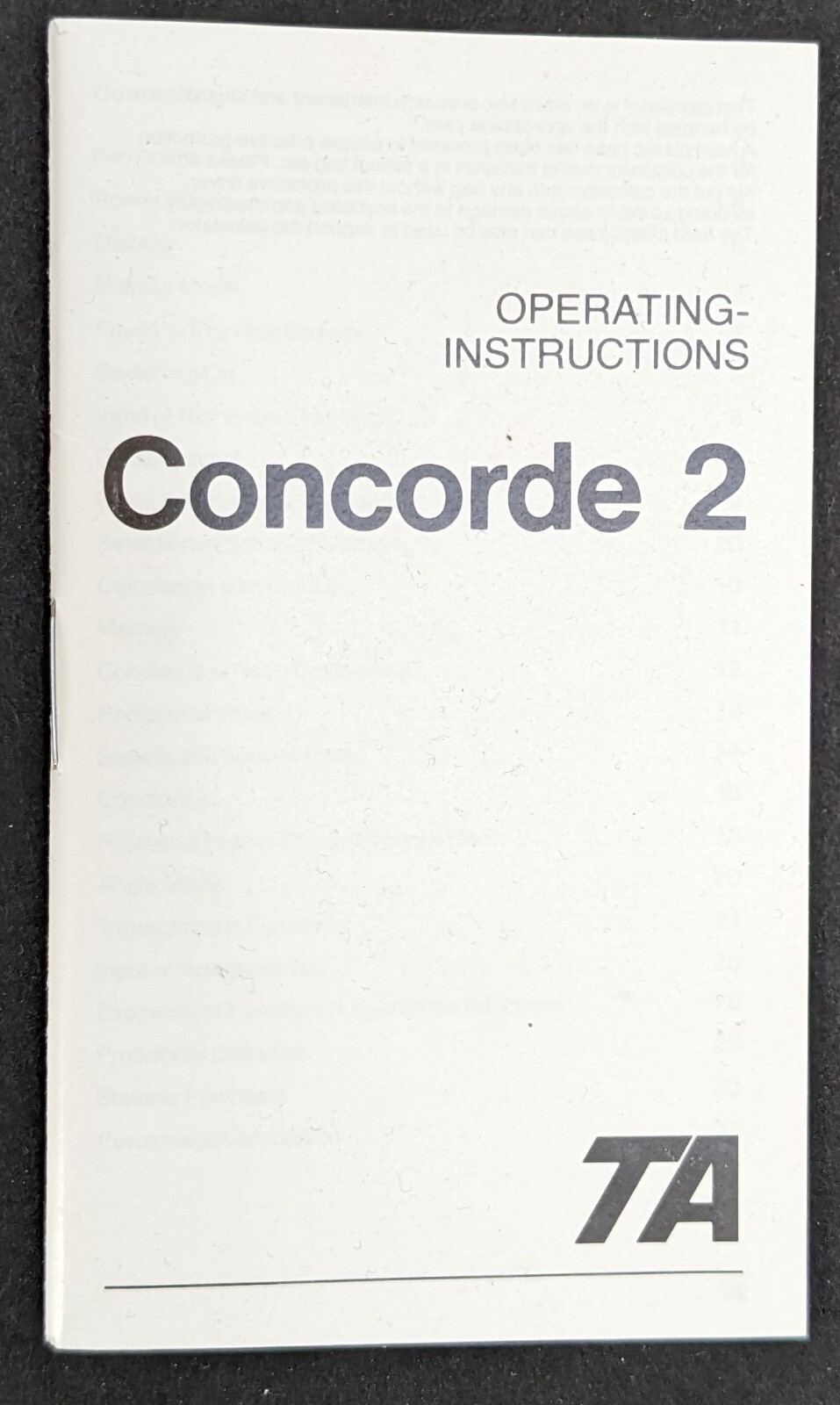 TA Triumph Adler Concorde 2 Operating Instructions