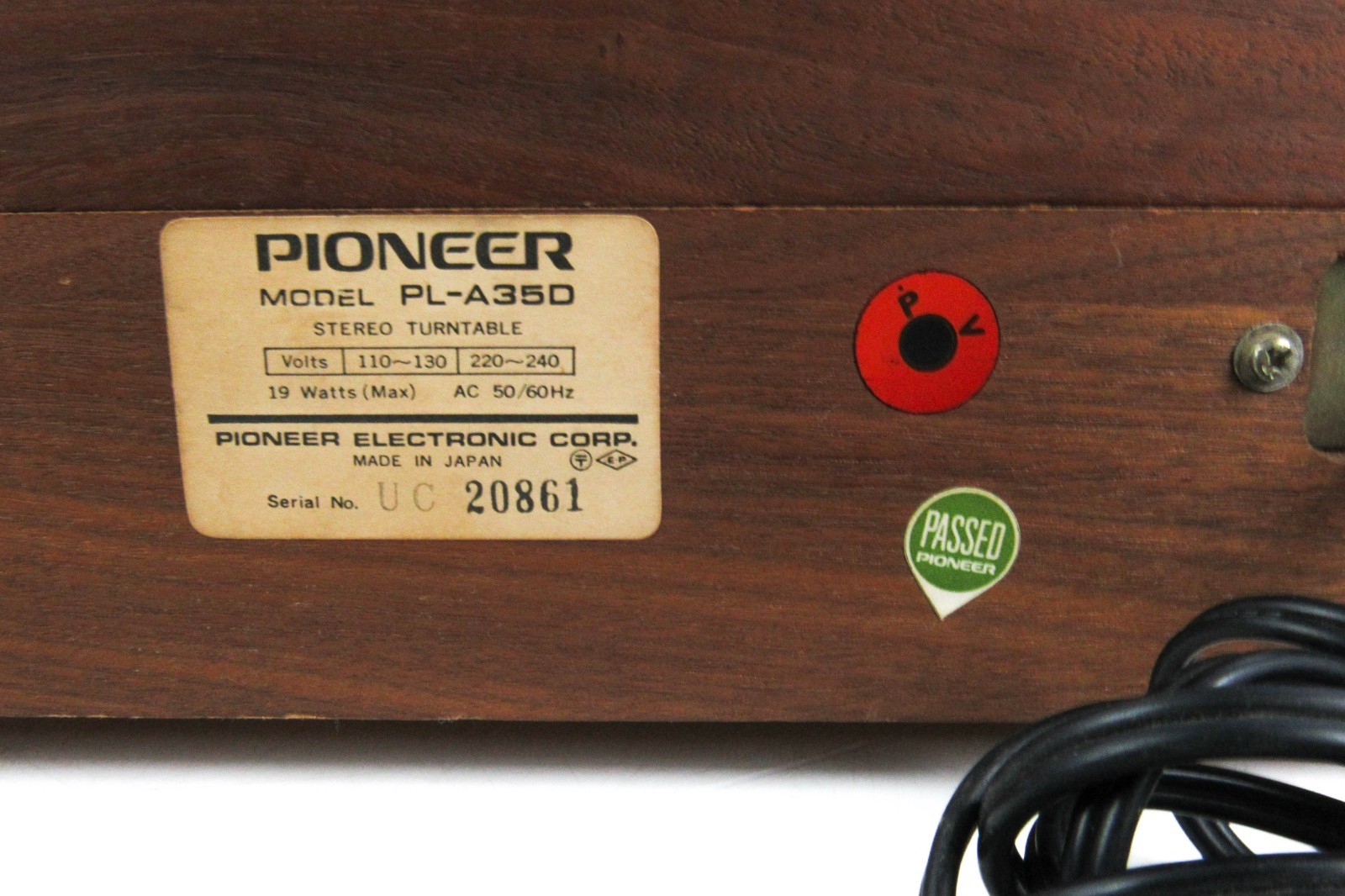 PIONEER PL-A35D Turntable With Dust Cover FOR PARTS ONLY SEE VIDEO