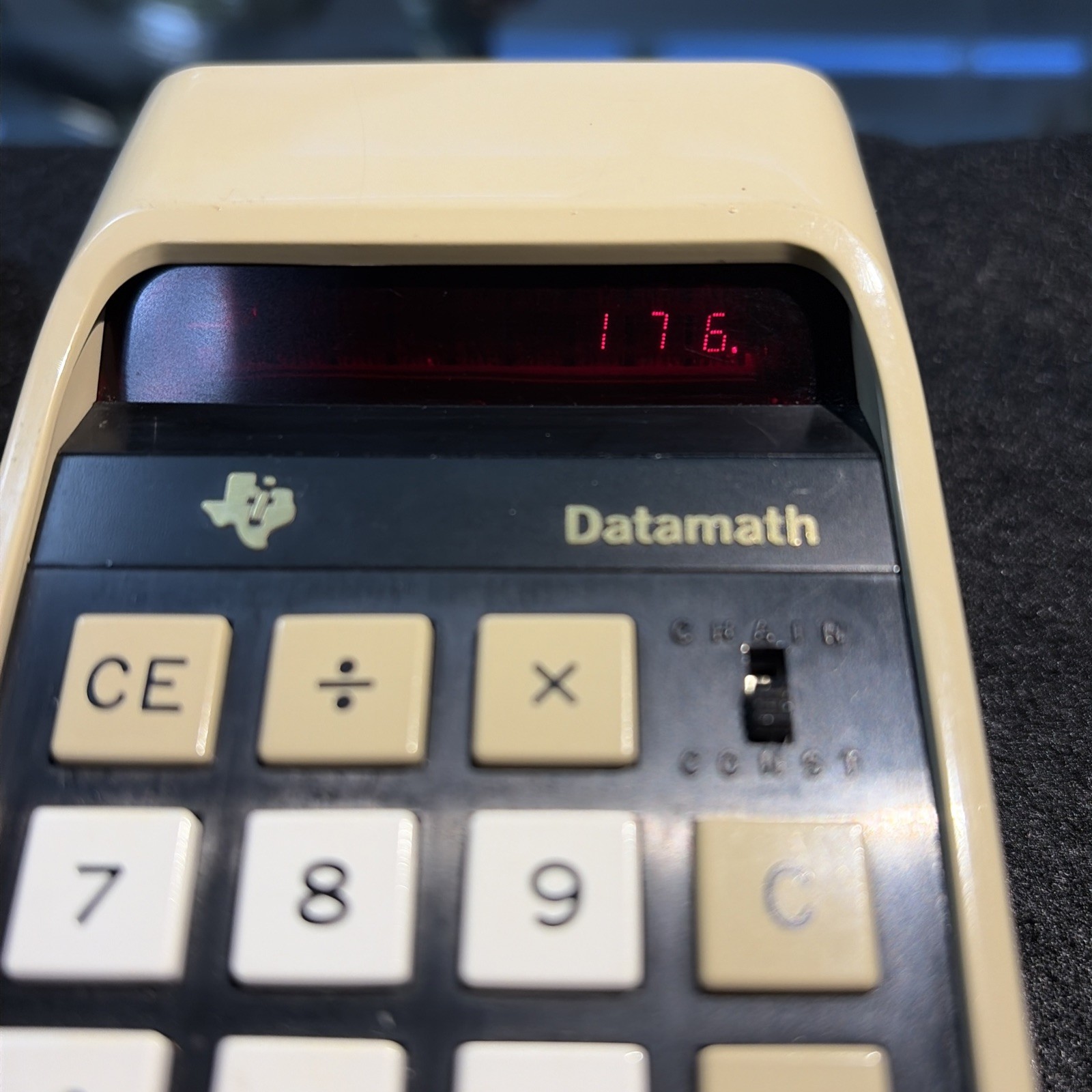 Vintage 1973 Texas Instruments TI 2500 Datamath Calculator WORKS w/ Case