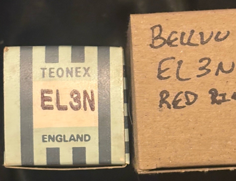 Pair EL3N RARE Miniwatt (Phillips)/Belvu (RT)EL33 W/P8A Base Filament Continuity