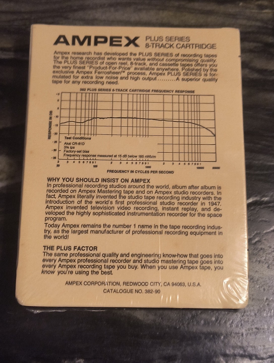 AMPEX 8 Track Cartridge Tape Plus Series 90 Minute – New Factory Sealed