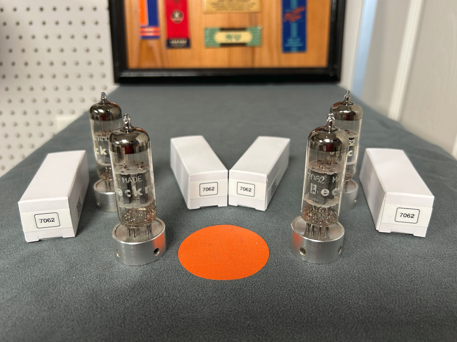 Quad of Beckman Holland 7062 Tubes – Amplitrex Tested – See Pics for Test Scores