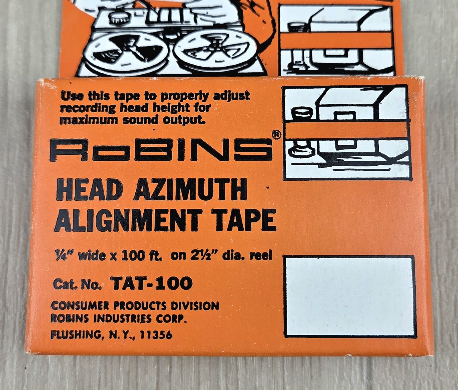 Vintage Robins Head Azimuth Alignment Tape TAT-100 USA Made Reel to Reel NEW