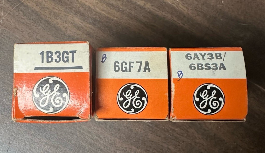 NOS GE 1B3GT 6GF7A 6AY3B Vacuum Tubes Tested Good Lot of 3