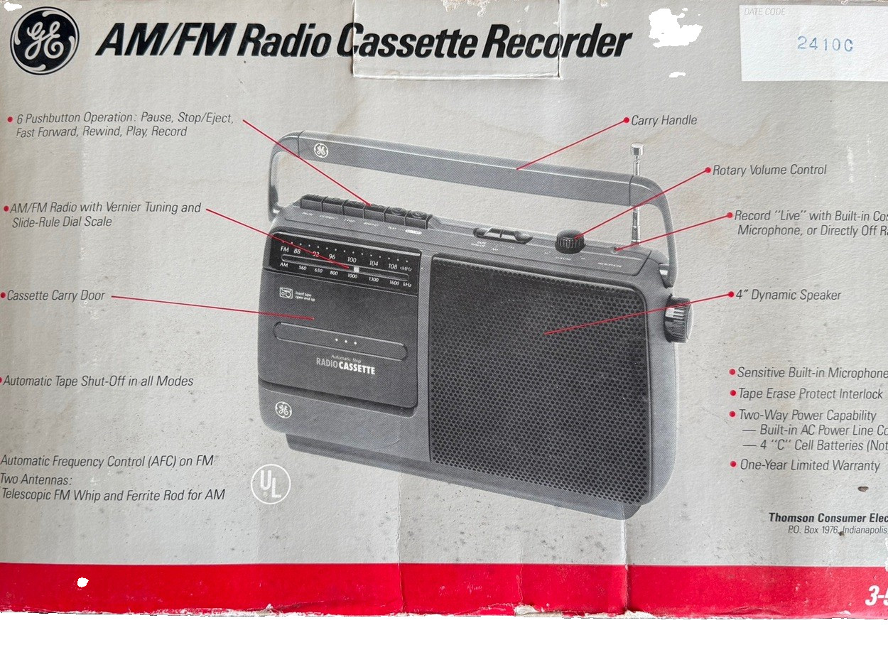 NEW OLD STOCK GE AM/FM Radio Cassette Recorder # 3-5264