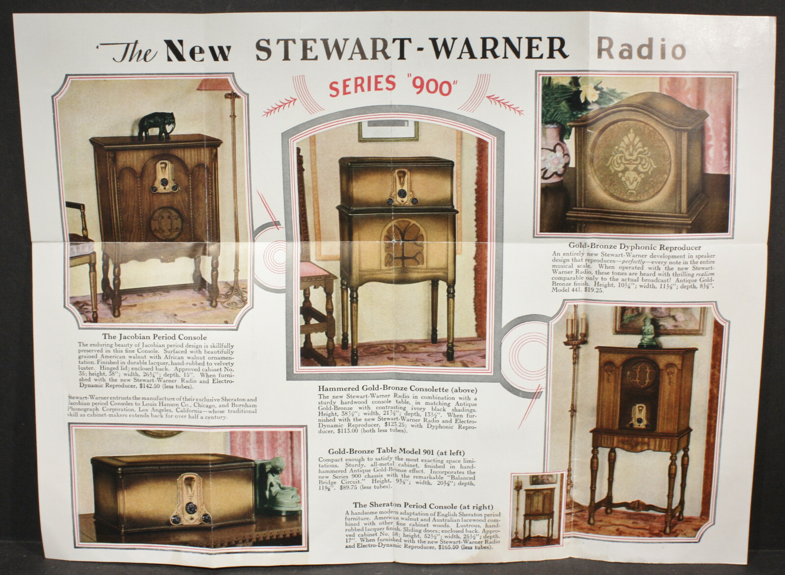 Very Nice Vintage “The New Stewart-Warner Radio Series 900” Foldout Brochure