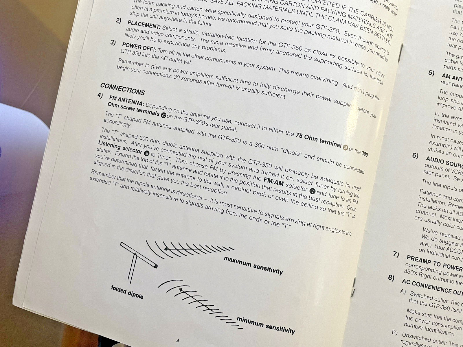 ADCOM GTP-350 STEREO / TUNER / PREAMPLIFIER / OWNER MANUAL /