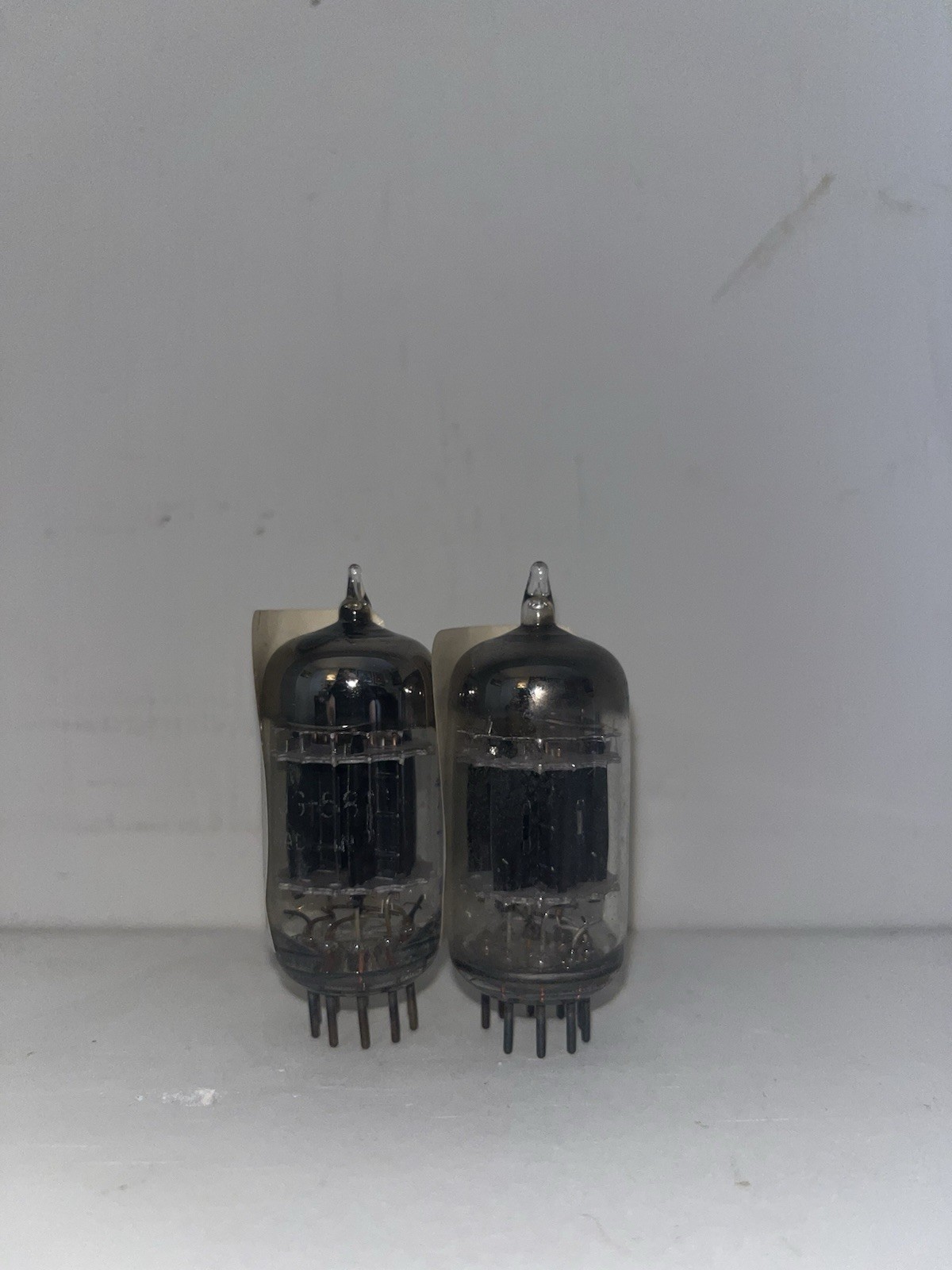2 General Electric 5814A 12AU7 Black Plate Triple Mica TV7 Tested Strong Tubes