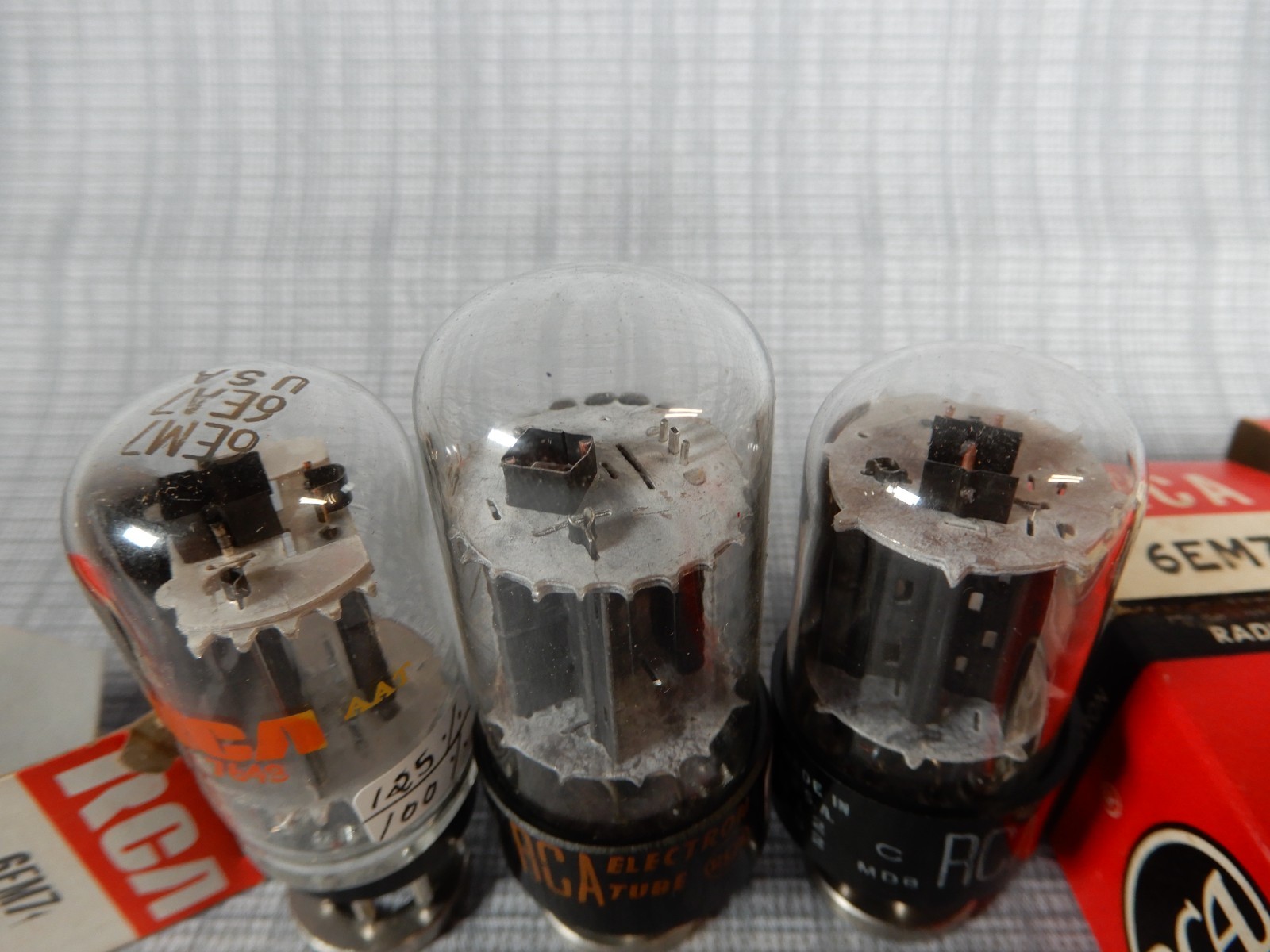 RCA 6EM7 6EA7 Vacuum Tubes (3) Amplitrex Tested 125/100% 100/93% and 75/125% Gm