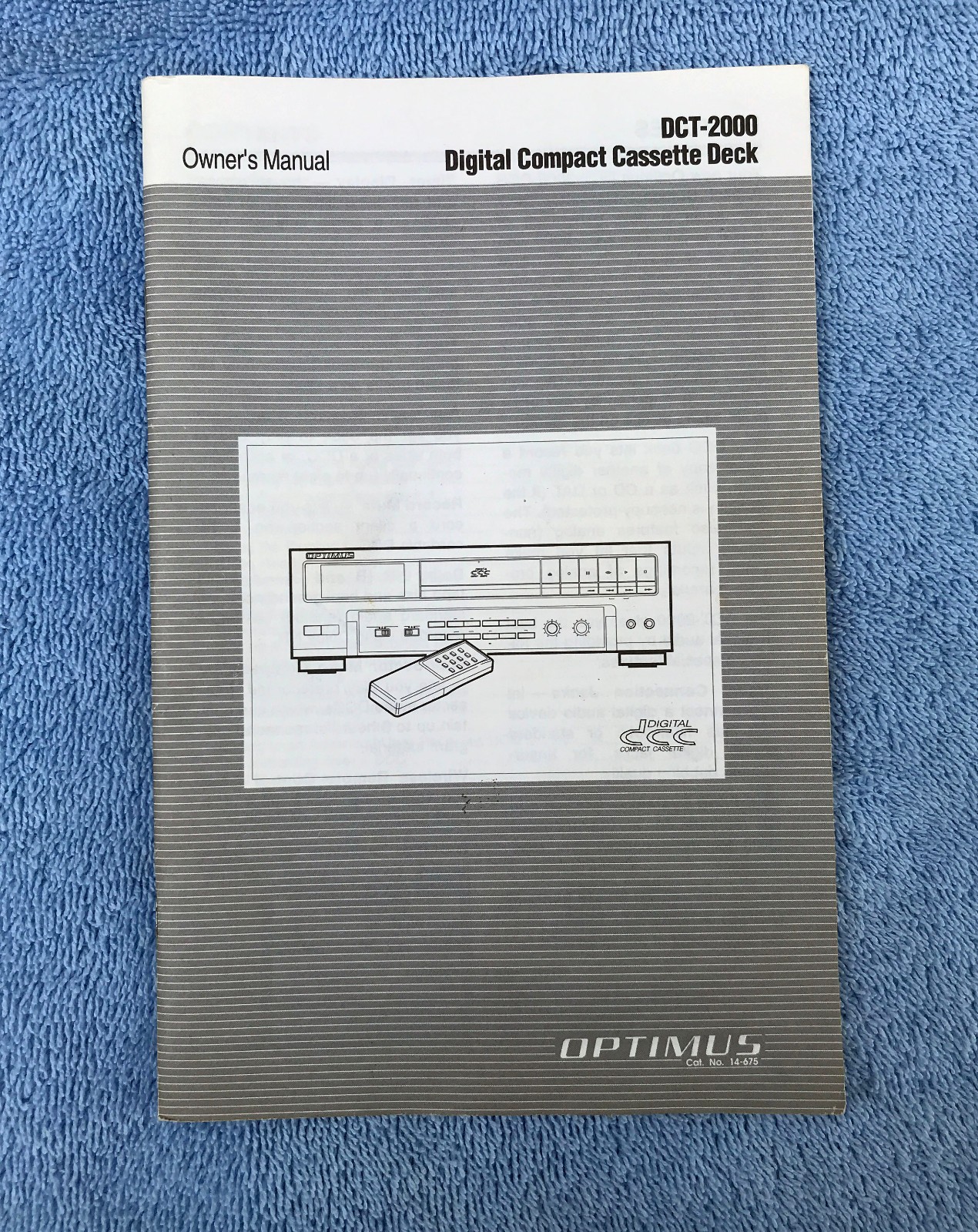 OPTIMUS DCT 2000 DCC DIGITAL COMPACT CASSETTE RECORDER/PLAYER W/EXTRAS