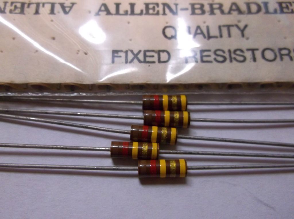 5 Allen Bradley Carbon Comp Resistors RCR 120k 1/2W 5%