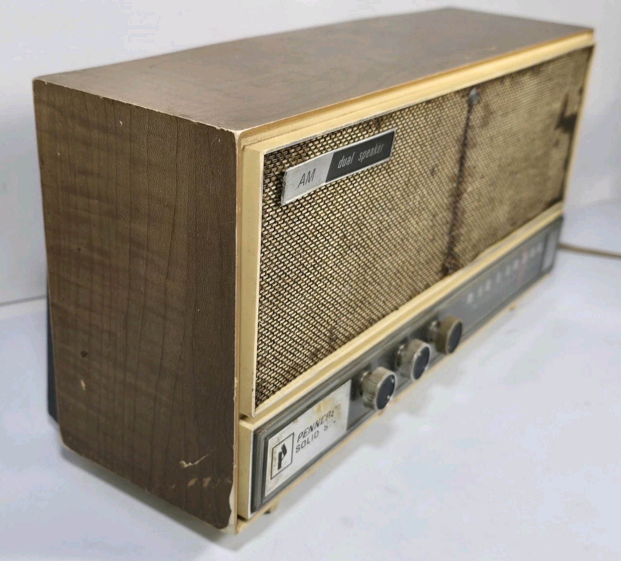 Rare J.C. Penney Pencrest Solid State Model 5513 AM Dual Speaker Radio For Parts