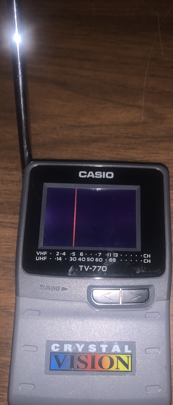 Vintage Casio Handheld TV-770B Crystal vision & VHF/UHF Antenna- Tested & Works!
