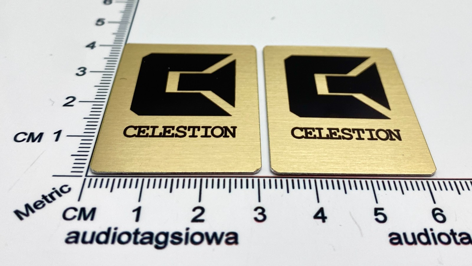 Celestion Speaker Badge Logo Emblem PAIR Gold Aluminum Custom Made