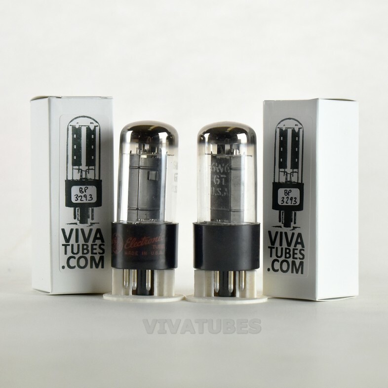 Tests NOS Date Matched Pair GE USA 6W6GT Black Box Plate Vacuum Tubes
