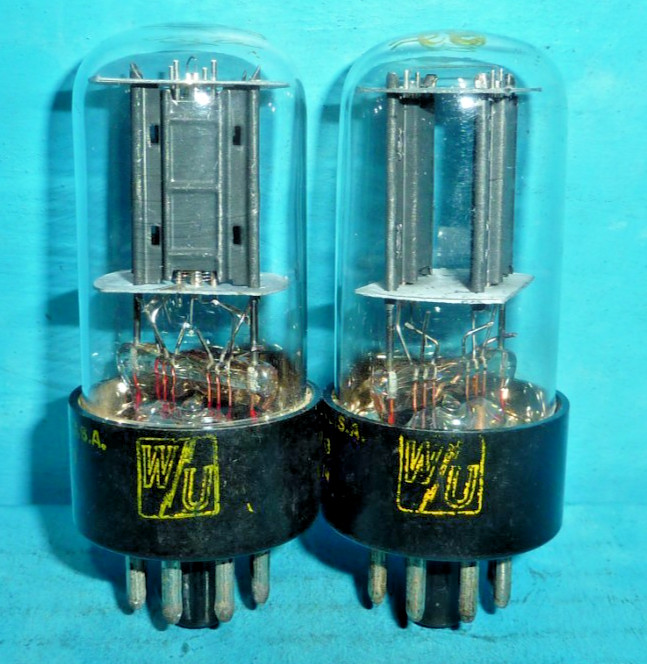 2 Western Union 6SN7GTB Tubes Test Good by RCA