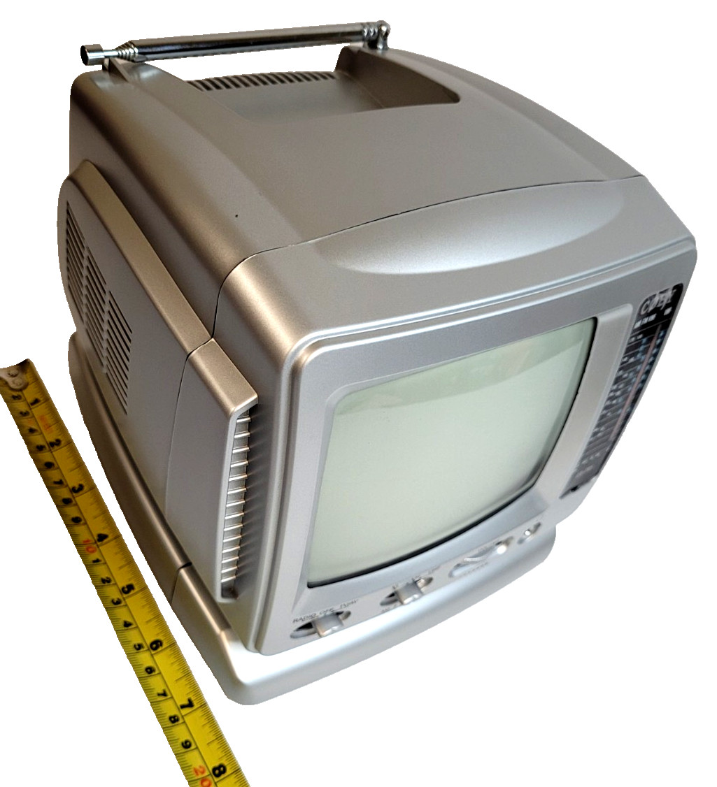Coby CX-TV1 Black White 5-inch Portable VHF/UHF TV with AM/FM Radio New