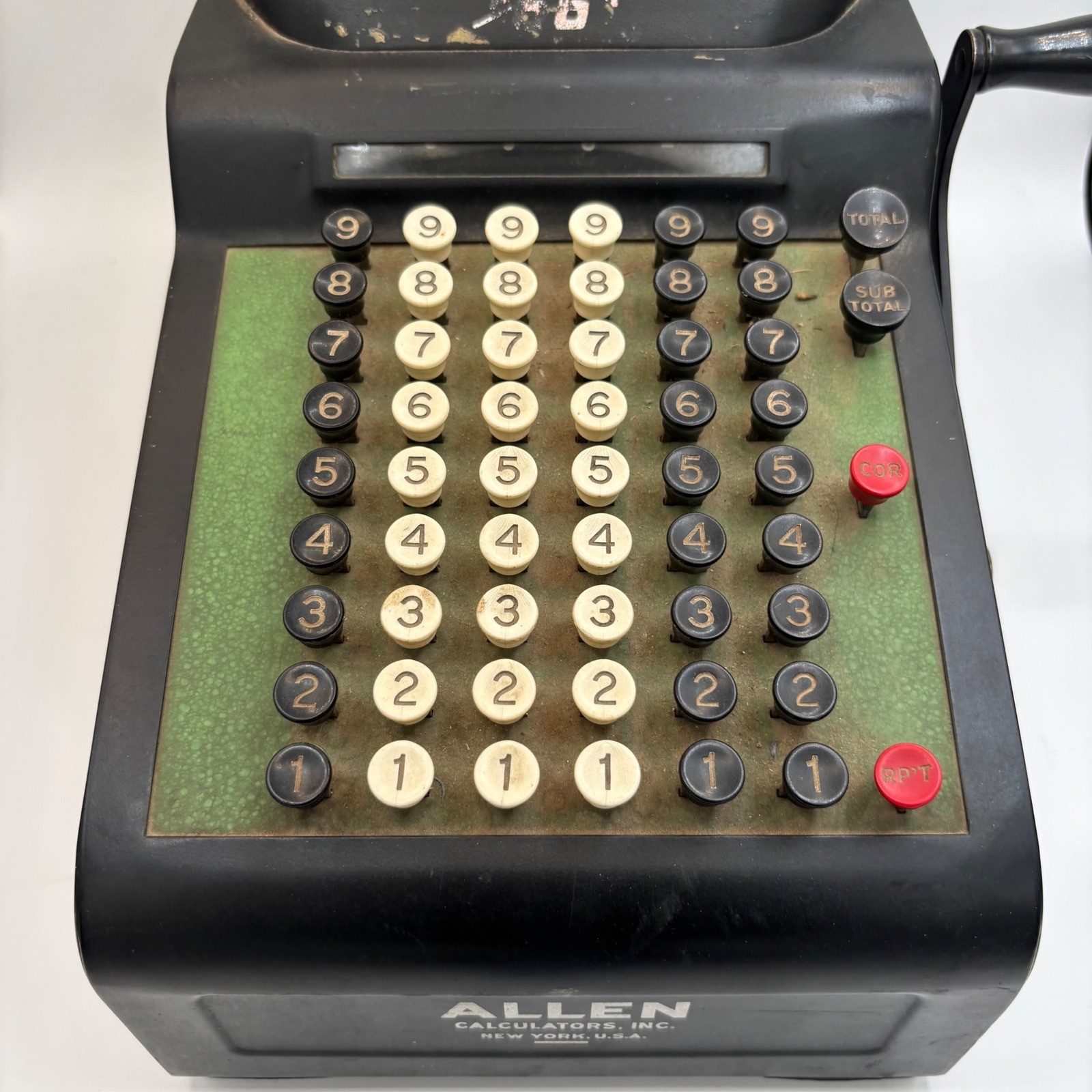Vintage RC Allen Adding Machine Manual Crank Mechanical Calculator Untested Part