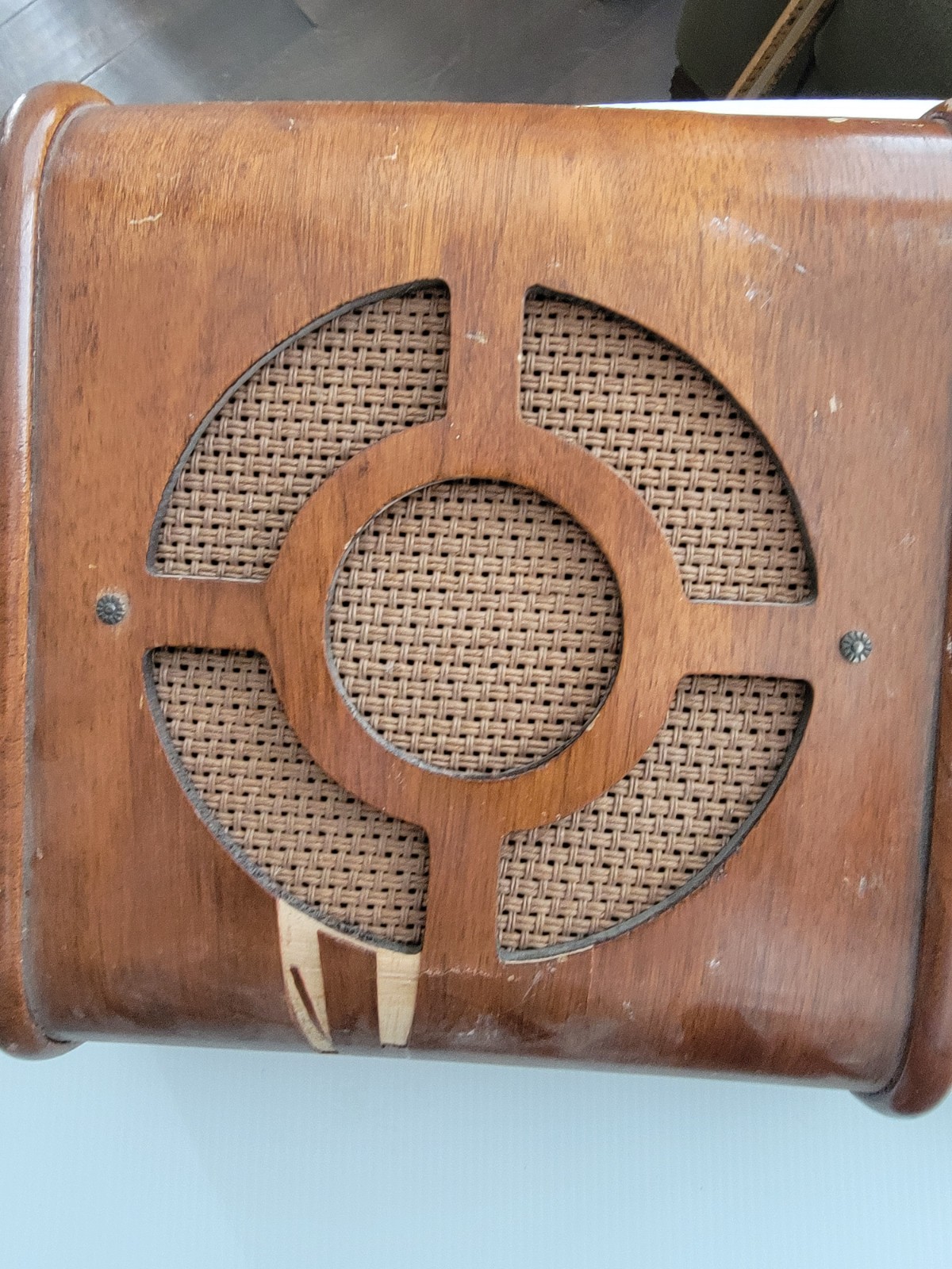 Vintage 1950s Schoolroom Quam Speaker Wood Cabinet Lattice Grille Lot Set Of 2