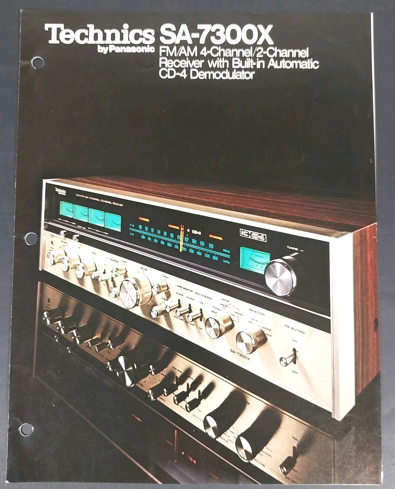 Vintage Technics SA-7300X Receiver Original Dealer Brochure 1974 Quadraphonic