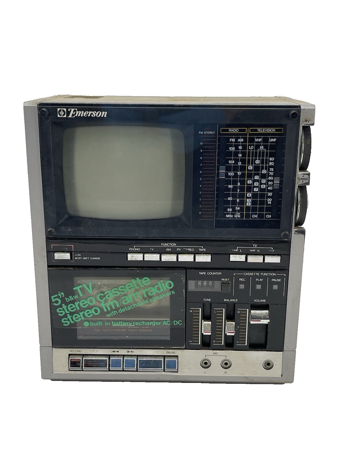 VTG 1986 Emerson PC5A Portable 5” Color Television AM/FM Receiver-Amaze Radio!