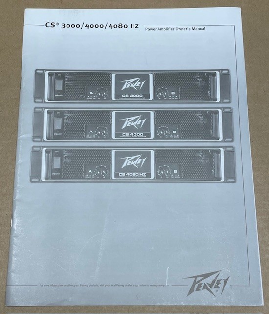 PEAVEY CS 3000 4000 4080 HZ – Power Amplifier – ****Original Owner’s Manual****
