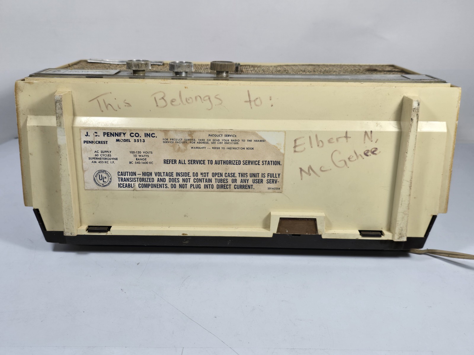 Rare J.C. Penney Pencrest Solid State Model 5513 AM Dual Speaker Radio For Parts