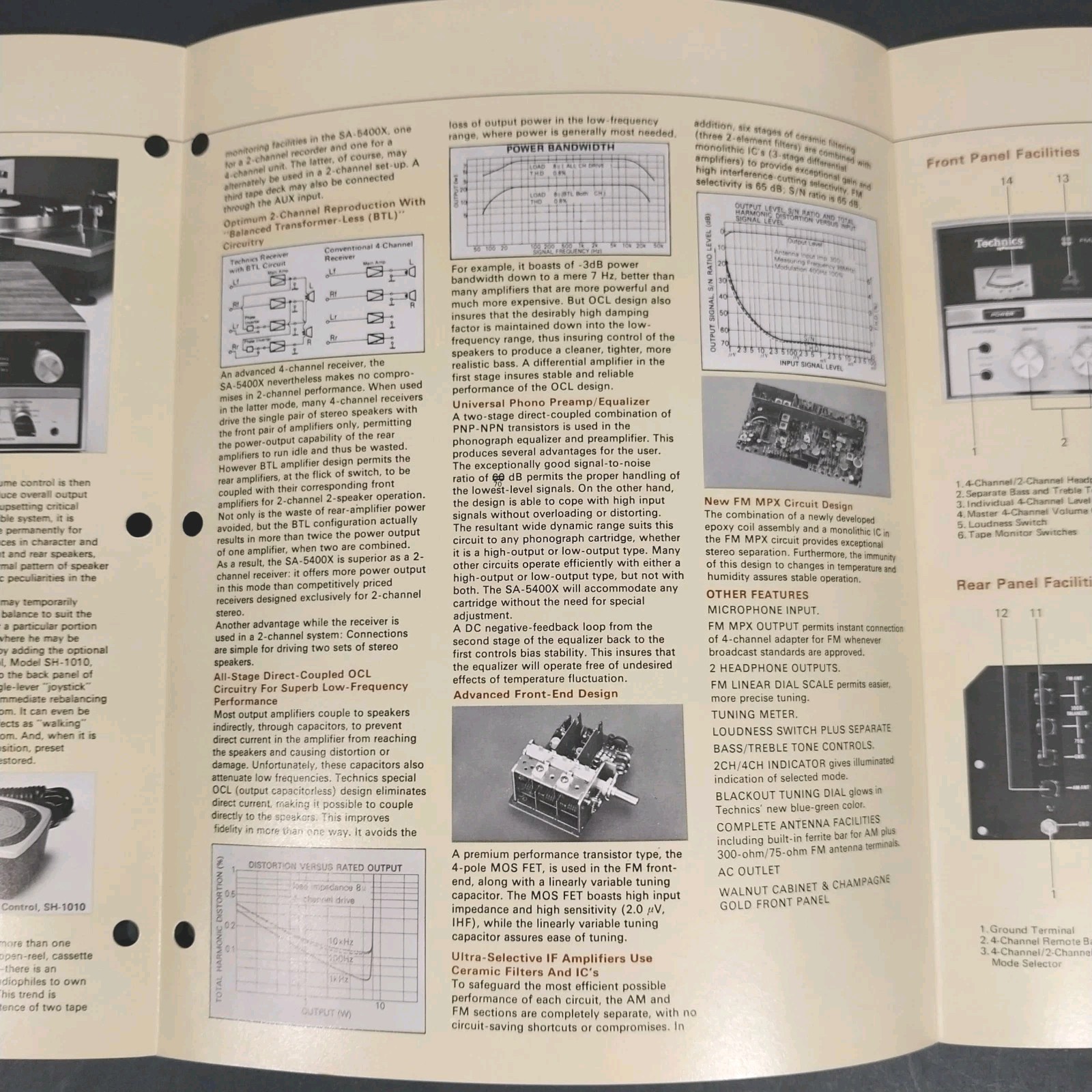 Vintage 1973 Technics SA-5400X Receiver Original Sales Brochure Fold-Out Rare