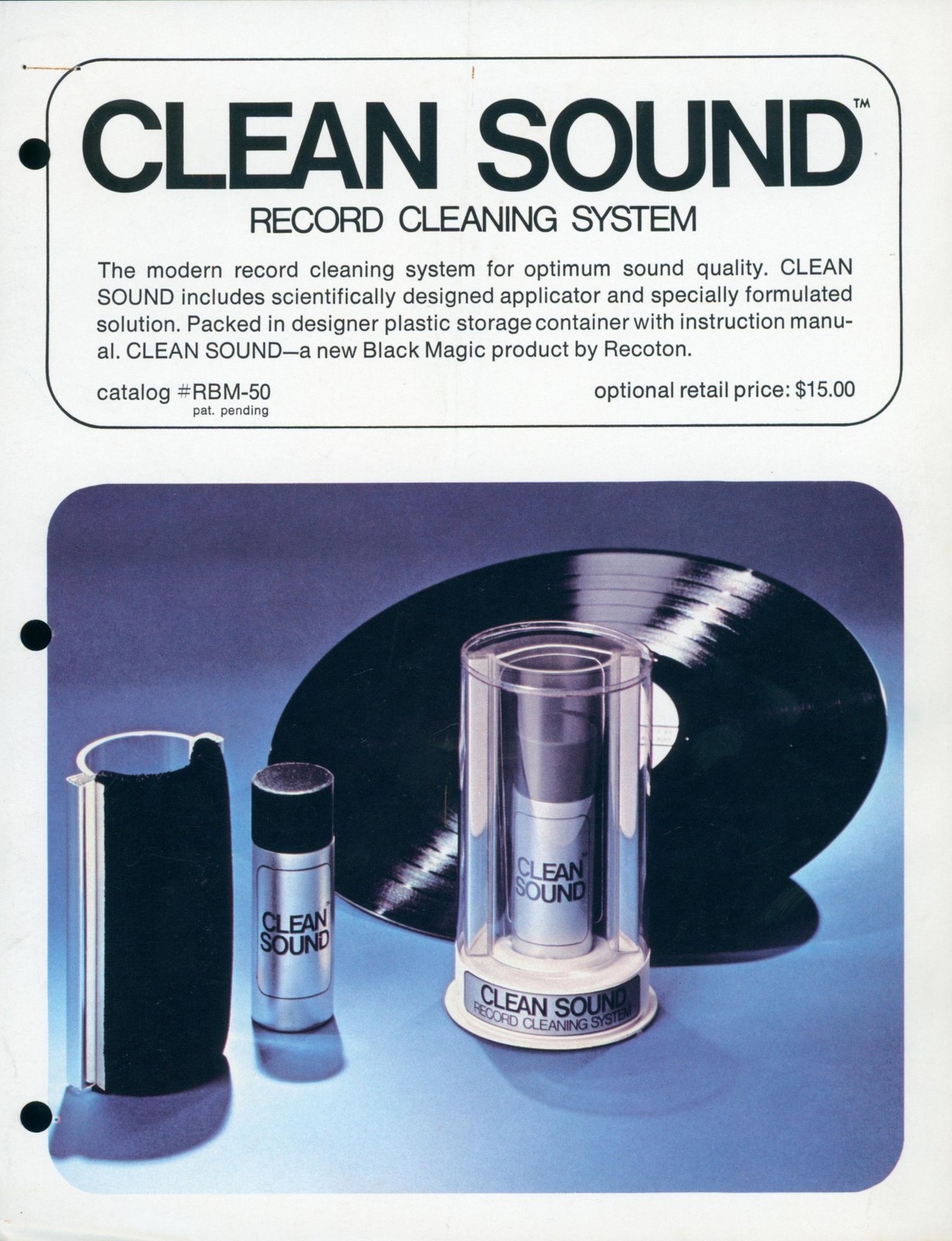 1976 Recoton Clean Sound Record Cleaning System Dealer Press Kit Brochure CES