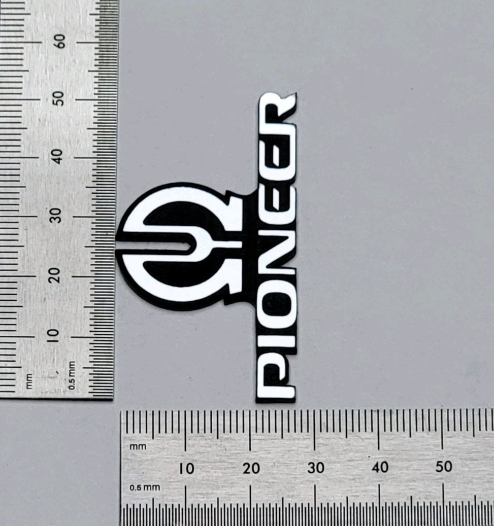 Pioneer Reciever And Equipment Badge Logo Emblem – 2 Inch Brushed Silver