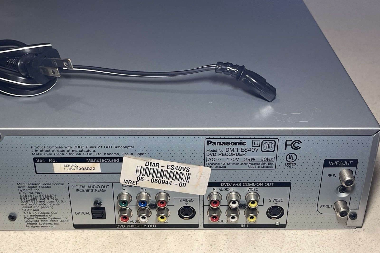 Panasonic DMR-ES40V Combo DVD/VHS VCR Combo Player Recorder | No Remote | Tested