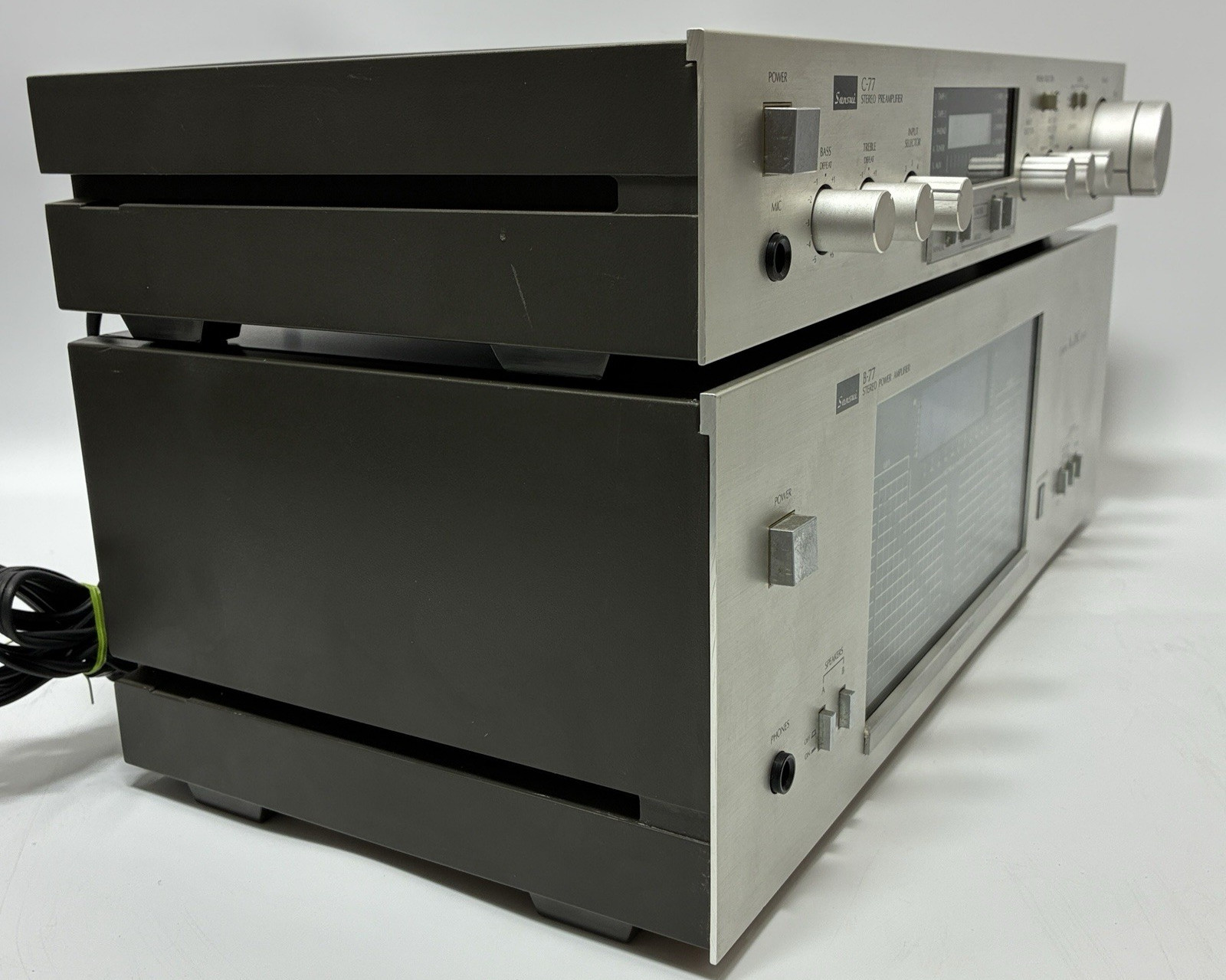 SANSUI C-77 Preamplifier B-77 Power Amplifier Set Vintage Rare Working