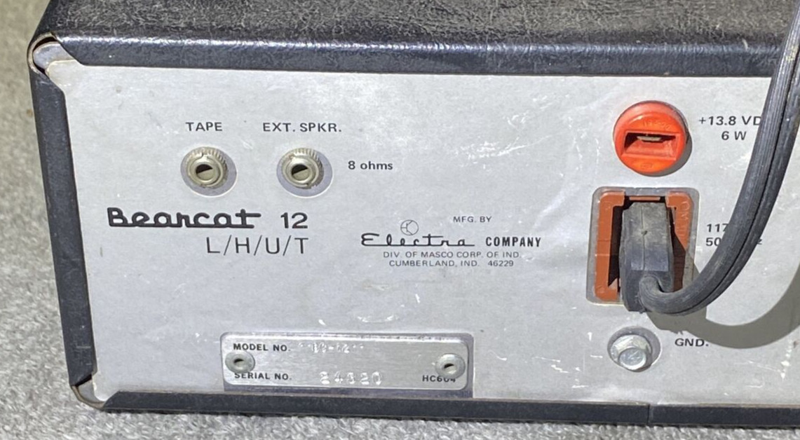 Electra BC-12 Bearcat 12 L/H/U/T 10-Channel Scanner TESTED Works Vintage