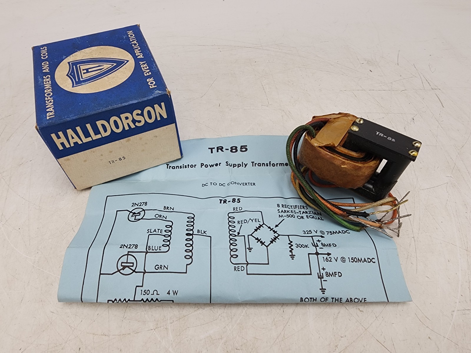 Vintage Halldorson TR-85 Transistor Power Transformer 12-14VDC 325-162VDC 50W