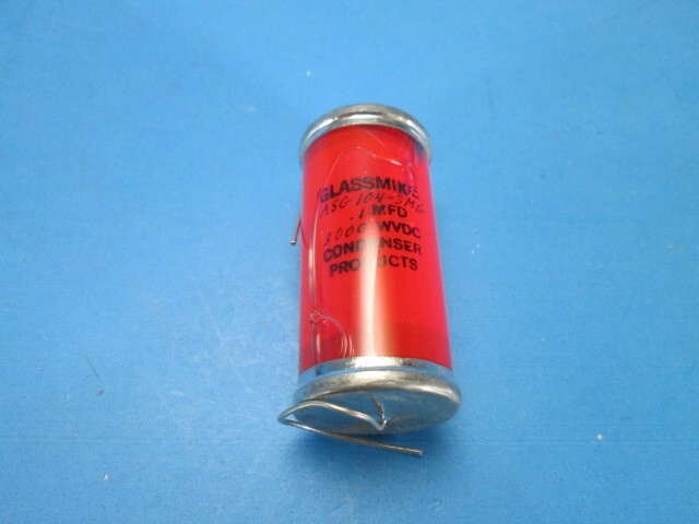 Vintage GLASSMIKE Oil Filled Glass Capacitor ASG104-3M, 0.10 MFD, 3000 WVDC