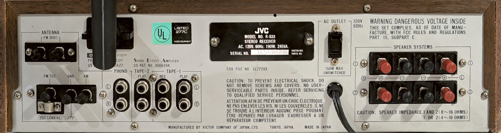 🔥【PRO SERVICE】JVC R-S33 80W Receiver w 5-Band EQ!Phono~PICK LED COLOR💥GUARANTY