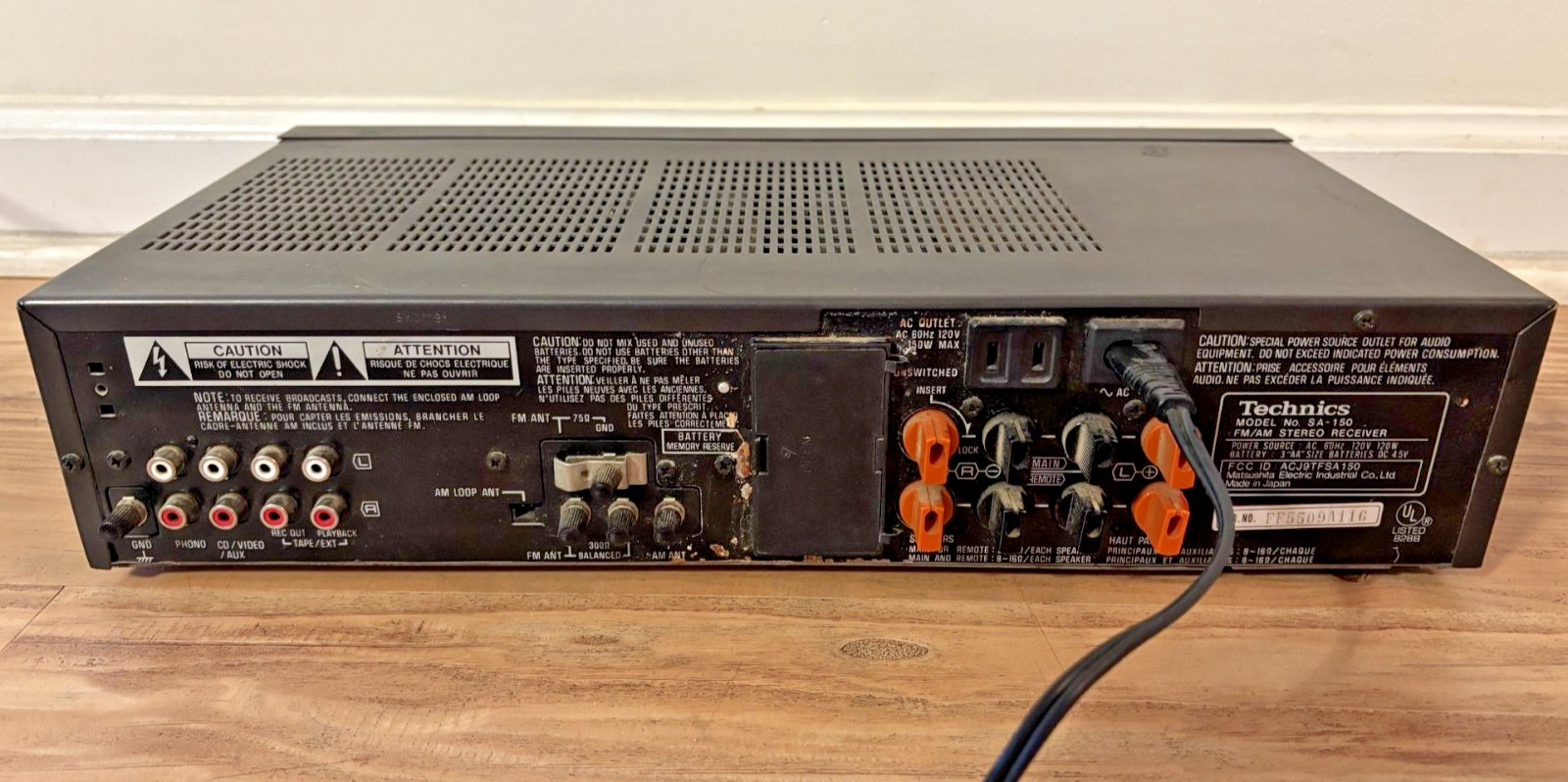 Vintage 1980s Technics SA-150 FM/AM Stereo Receiver 120W Black, Tested & Working