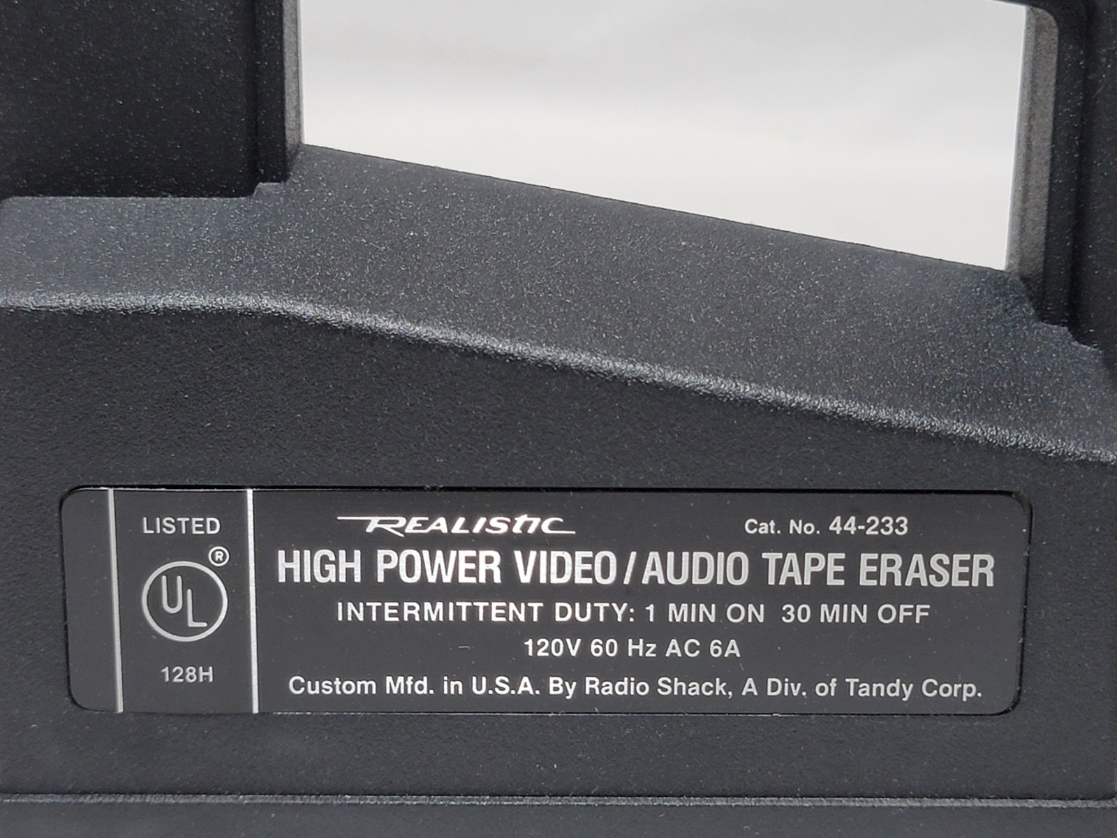Radio Shack Realistic High-Power Video / Audio Tape Eraser # 44-233 vhs cassette
