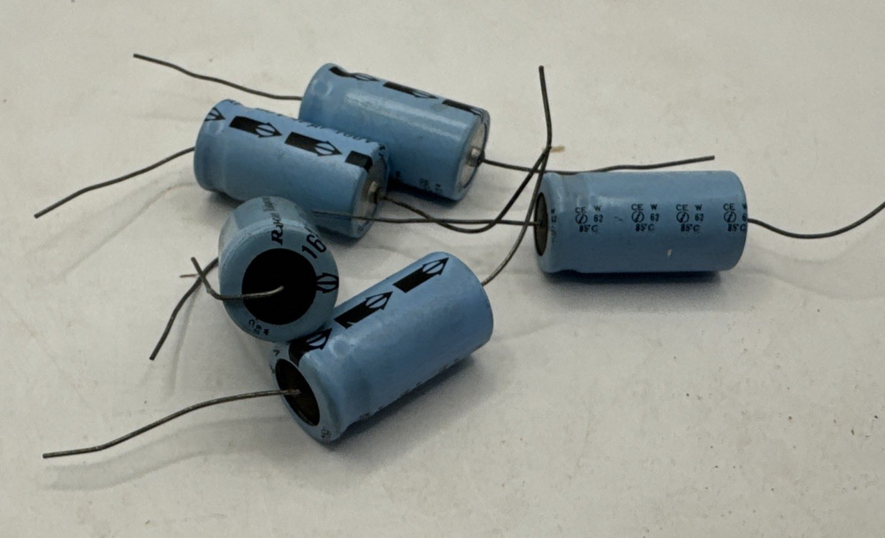 Lot Of 5 Rubycon 160V 47uF Axial Electrolytic Capacitors.