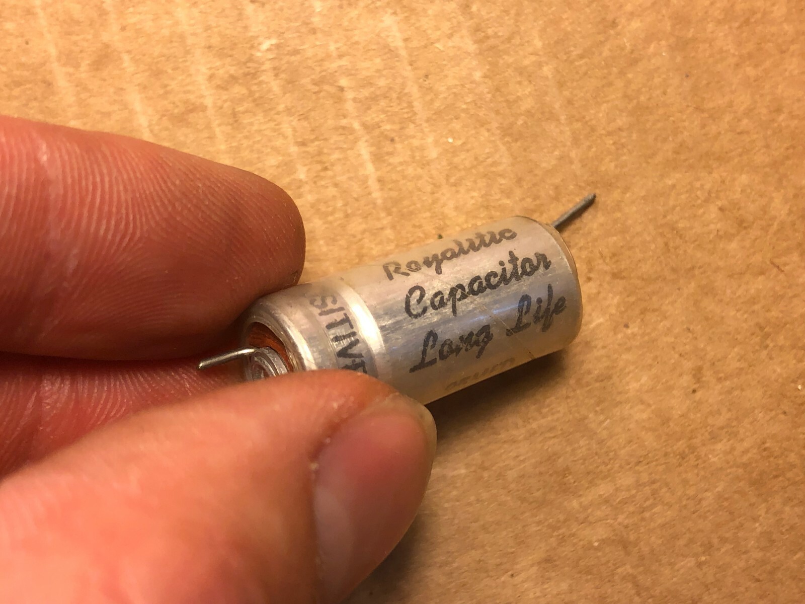 Vintage ICC Royalitic 25 uf 50v Metal Capacitor 1957 Guitar Tube Amp Axial Cap