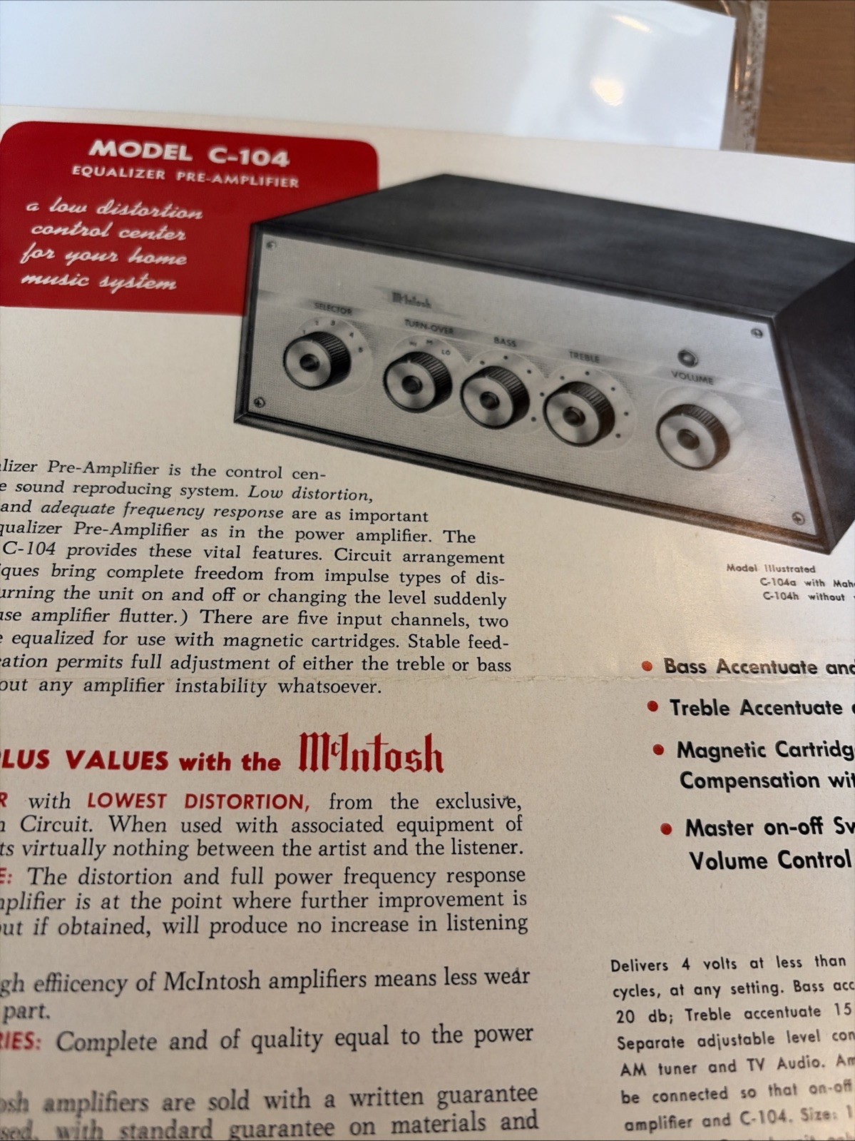 McIntosh MC 30, C 104, C8, C 8P, 50W2 Promo Literature RARE