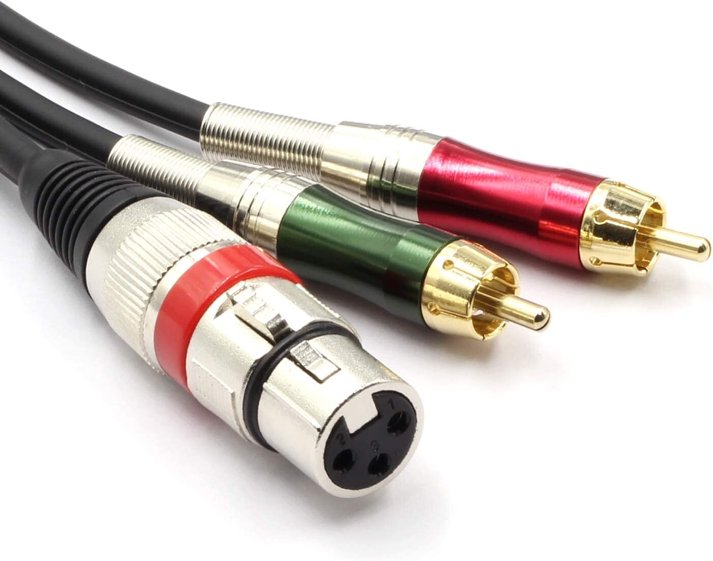 2X XLR Female 3 Pin to Dual RCA Male Plug Stereo Audio Oxygen-Free Cable 10FT