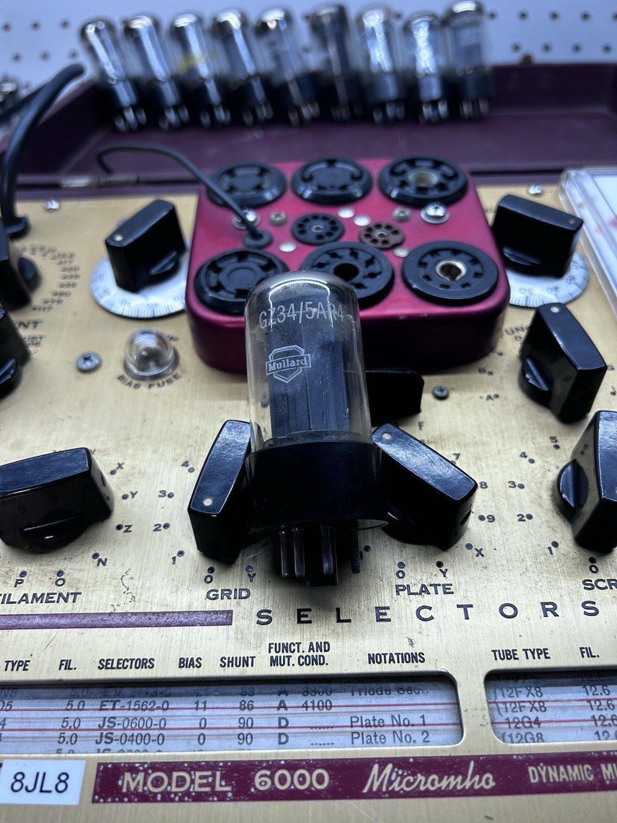 Mullard GZ34 5AR4 Shield Logo Audio Rectifier Tube. Recently Cal.Hickok Tested.