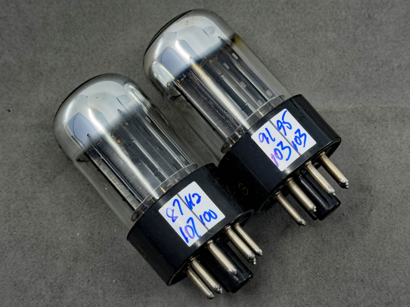 (2) Sylvania 6SN7GTB Chrome Dome 3 Hole Black Plate Late 1950s Tests Strong