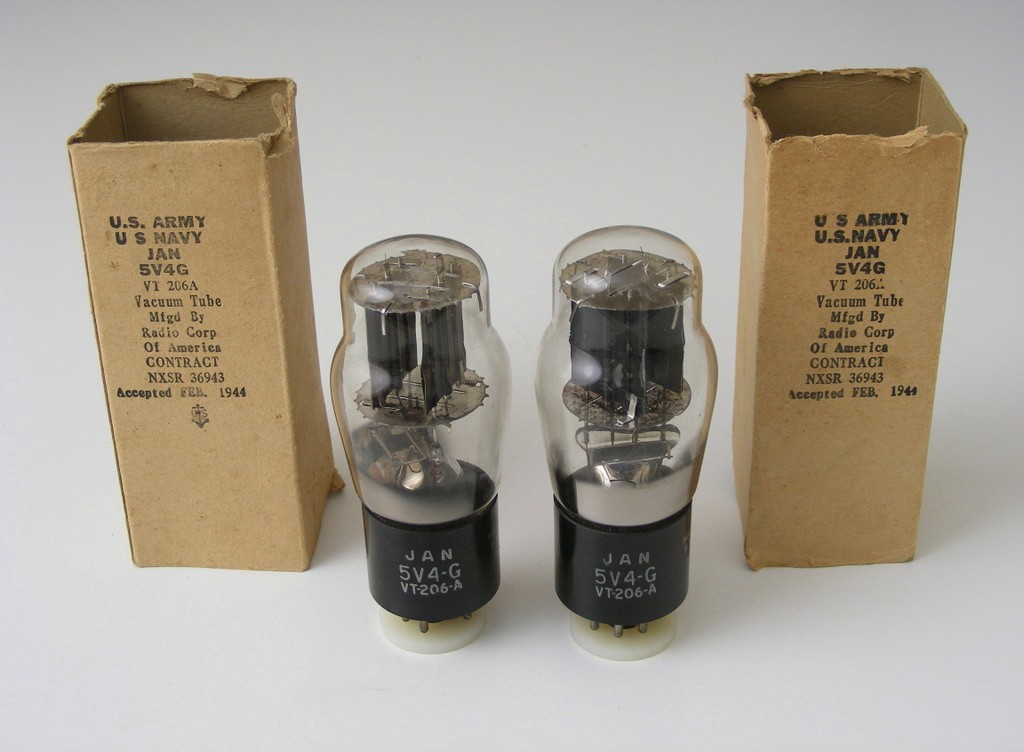 PAIR Date & Code MATCHED 1944 Army/Navy JAN 5V4G RCA Vacuum TUBE ~ TV7 Tested