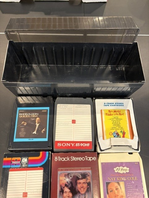 Vintage Plastic 8 Track Tape Holder – 12 Slots W/9 Eight Track Tapes