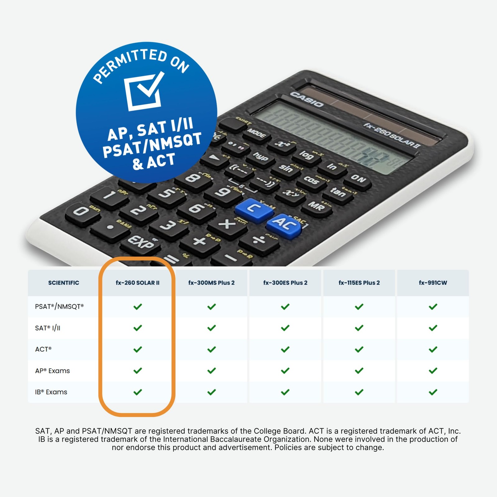 Casio fx-260 Solar II Scientific Calculator | 1 Count (Pack of 1), Black