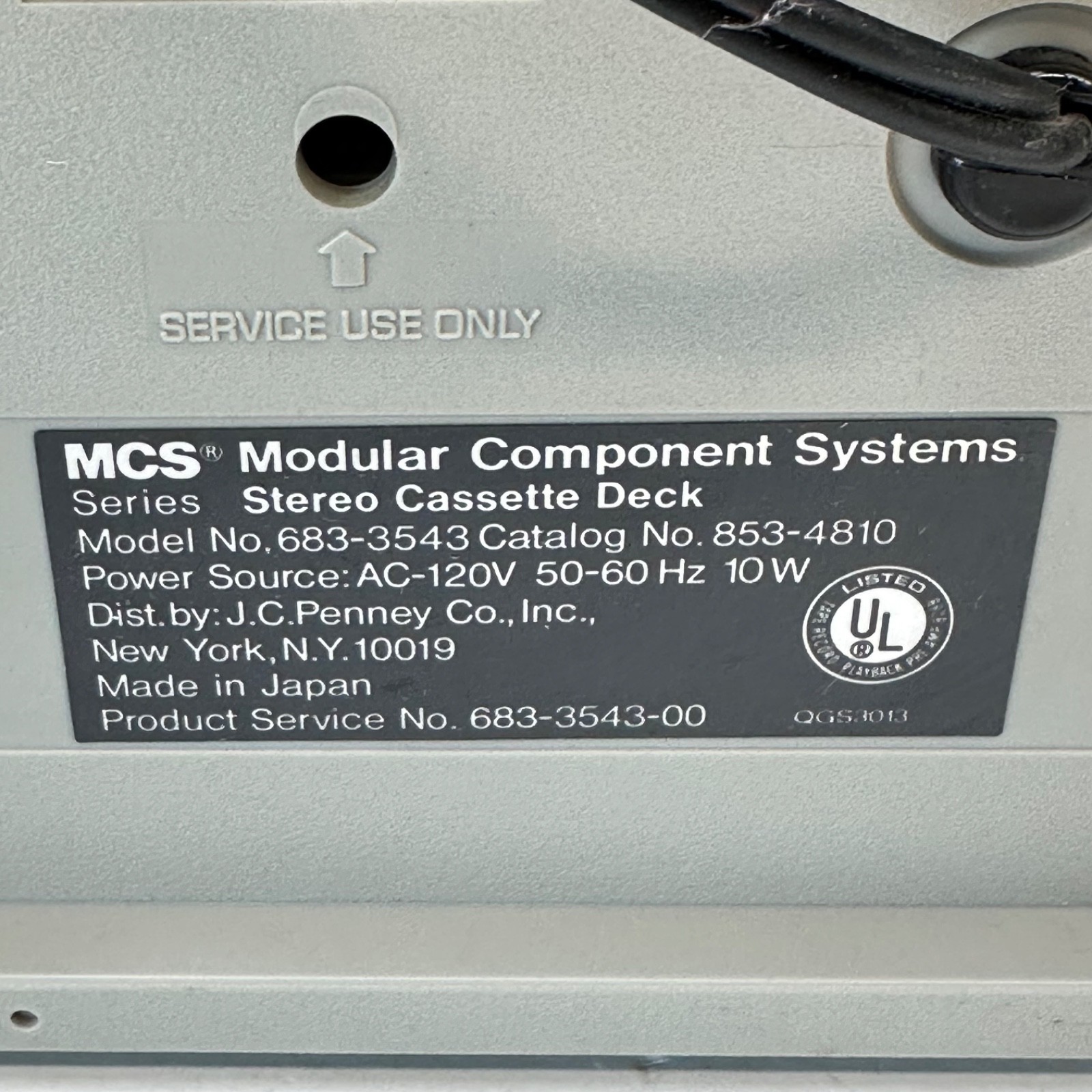 MCS 683-3543 Stereo Cassette Deck Modular Component System Tested Working Great