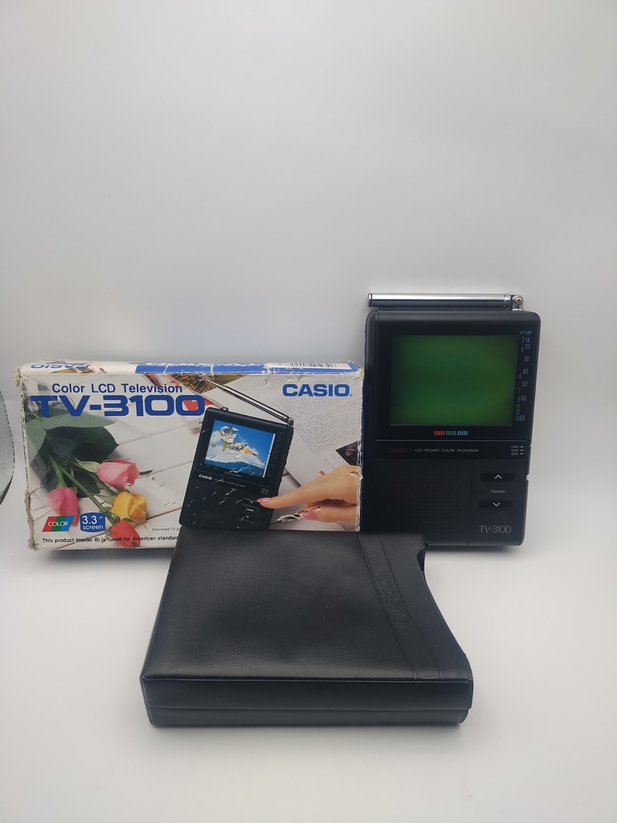 Vintage Casio Portable Color TV 3.3″ LCD TV-3100 Powers On Untested